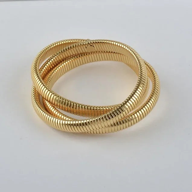 XINYI Hip Hop Pearl Wide Cuff Bangles Punk Fashion Gold Silver Color Geometric Spring Bangles For Women Bracelet Men Jewelry