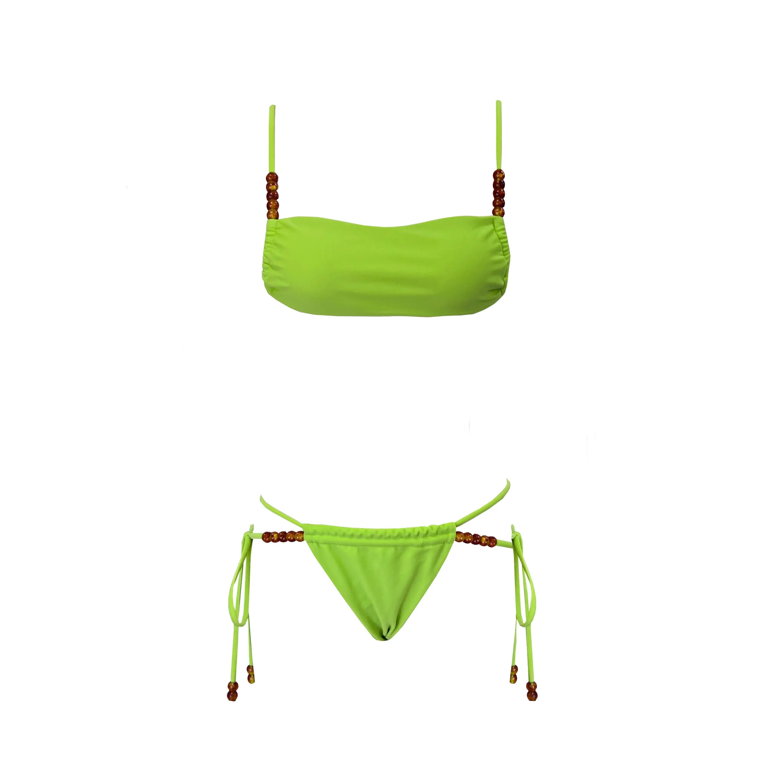 Sexy Tube Top Bikini Set Women Swimwear Strappy Backless Biquini Swimsuit Lady Bathing Suit 2024 New Holiday Beachwear Female