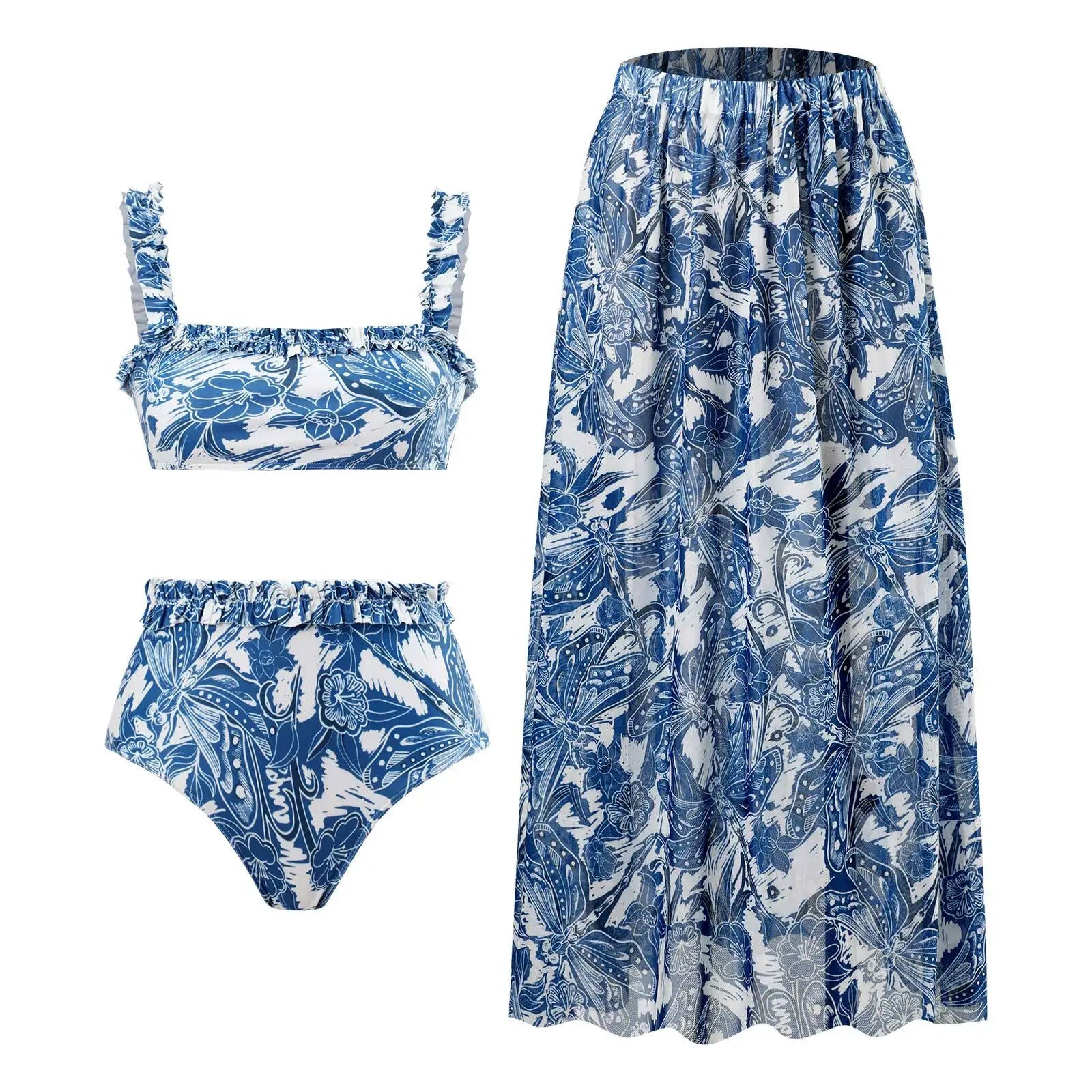 2023 New Arrival Push Up Women Bikini Set Floral Printed Ruffle Bikinis Strappy Bandage Swimwear Brazilian Biquini Bathing Suit