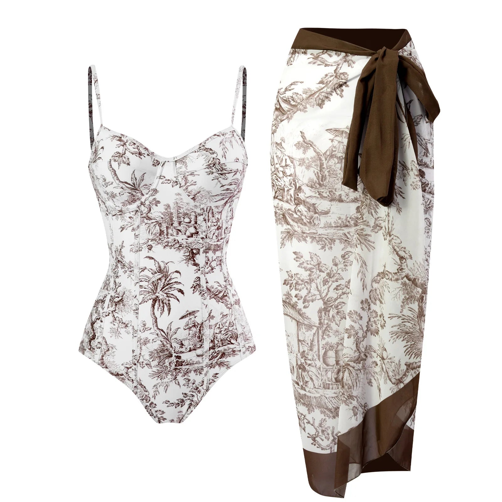 2023 New Arrival Push Up Women Bikini Set Floral Printed Ruffle Bikinis Strappy Bandage Swimwear Brazilian Biquini Bathing Suit